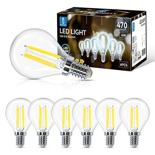 Aigostar E14 LED Lampe Filament 4W (ersetzt 40W),Kaltweiß 6500K,470 Lumen Leuchtmittel,Abstrahlwinkel 360°, G45 Edison Lampe,6 Stück von Aigostar
