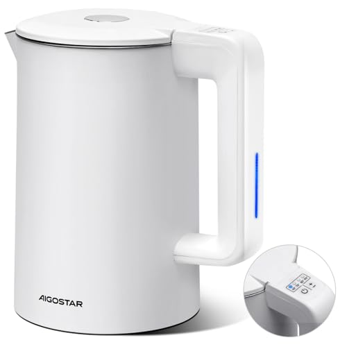Aigostar - Edelstahl Wasserkocher mit Temperatureinstellung 40°C-100°C, 1,7 Liter Doppelwand Design, Automatischer Abschaltung, 2200W, Überhitzungsschutz, Schnellkochfunktion, BPA frei, leise, Weiß Aigostar - Edelstahl Wasserkocher mit Temperatureinstellung 40°C-100°C, 1,7 Liter Doppelwand Design, Automatischer Abschaltung, 2200W, Überhitzungsschutz, Schnellkochfunktion, BPA frei, leise, Weiß von Aigostar