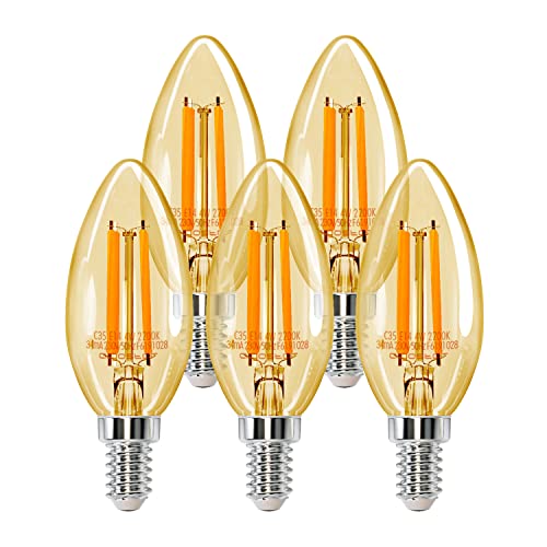 Aigostar Edison Vintage Lampe E14 Filament 4W (Ersetzt 35W), 2200K Warmweiß, 400 Lumen, Vintage LED Glühbirne C35, Abstrahlwinkel 330°, Nicht Dimmbar, 5 Stück von Aigostar