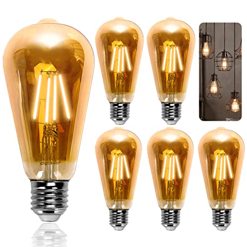 Aigostar Edison Vintage lampe E27,6W LED Lampen Vintage Antike Glühlampe, Warmweiß 2200K, 600LM Dekorative Glühbirne, Ideal für Nostalgie und Retro Beleuchtung im Haus Café Bar-5 Stück von Aigostar