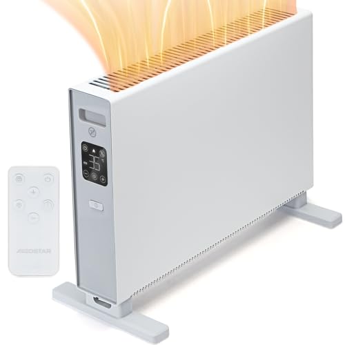 Aigostar Ember - Heizlüfter Heizgerät Elektroheizung 2000W, Heizkörper mit 2 Heizstufen, heizung mit Fernbedienung, LED Touch, Schnelle Erwärmung, 24hTimer, Leise, Elektroheizkörper mit Thermostat von Aigostar