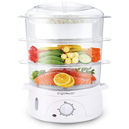 Aigostar Fitfoodie 30CFO - Dampfgarer mit Timer 9L, 3-Etagen Stapelkörbe (800W, BPA frei) .EINWEGVERPACKUNG von Aigostar