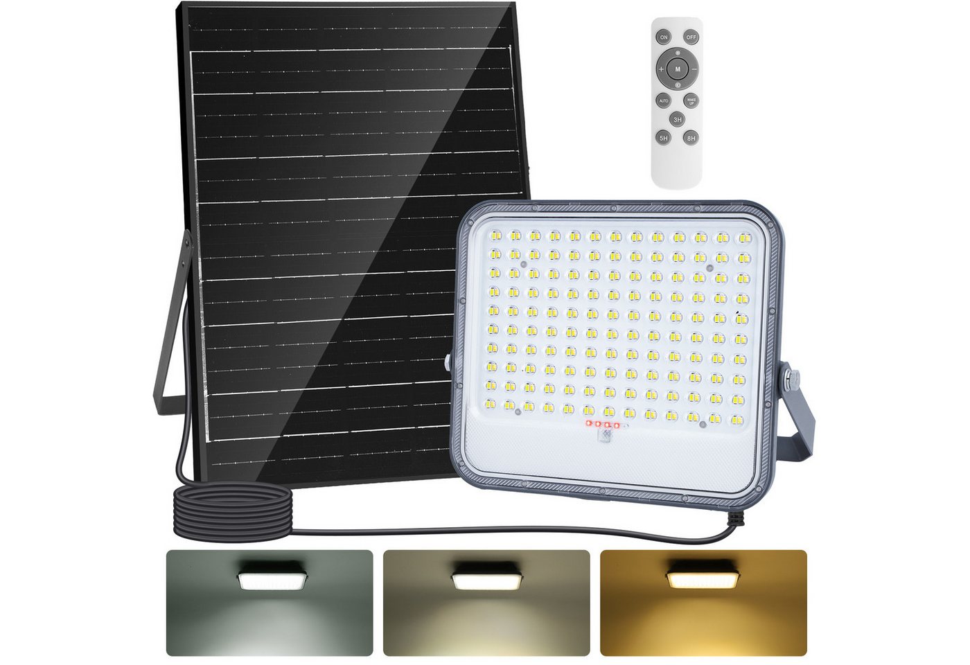 Aigostar Flutlichtstrahler Solar LED Strahler Außen mit Großer Solarpanel,Dimmbar 3000/4000/6500K, LED fest integriert, ohne Leuchtmittel, CCT-Dreifarbeneinstellung Aigostar Flutlichtstrahler Solar LED Strahler Außen mit Großer Solarpanel,Dimmbar 3000/4000/6500K, LED fest integriert, ohne Leuchtmittel, CCT-Dreifarbeneinstellung von Aigostar