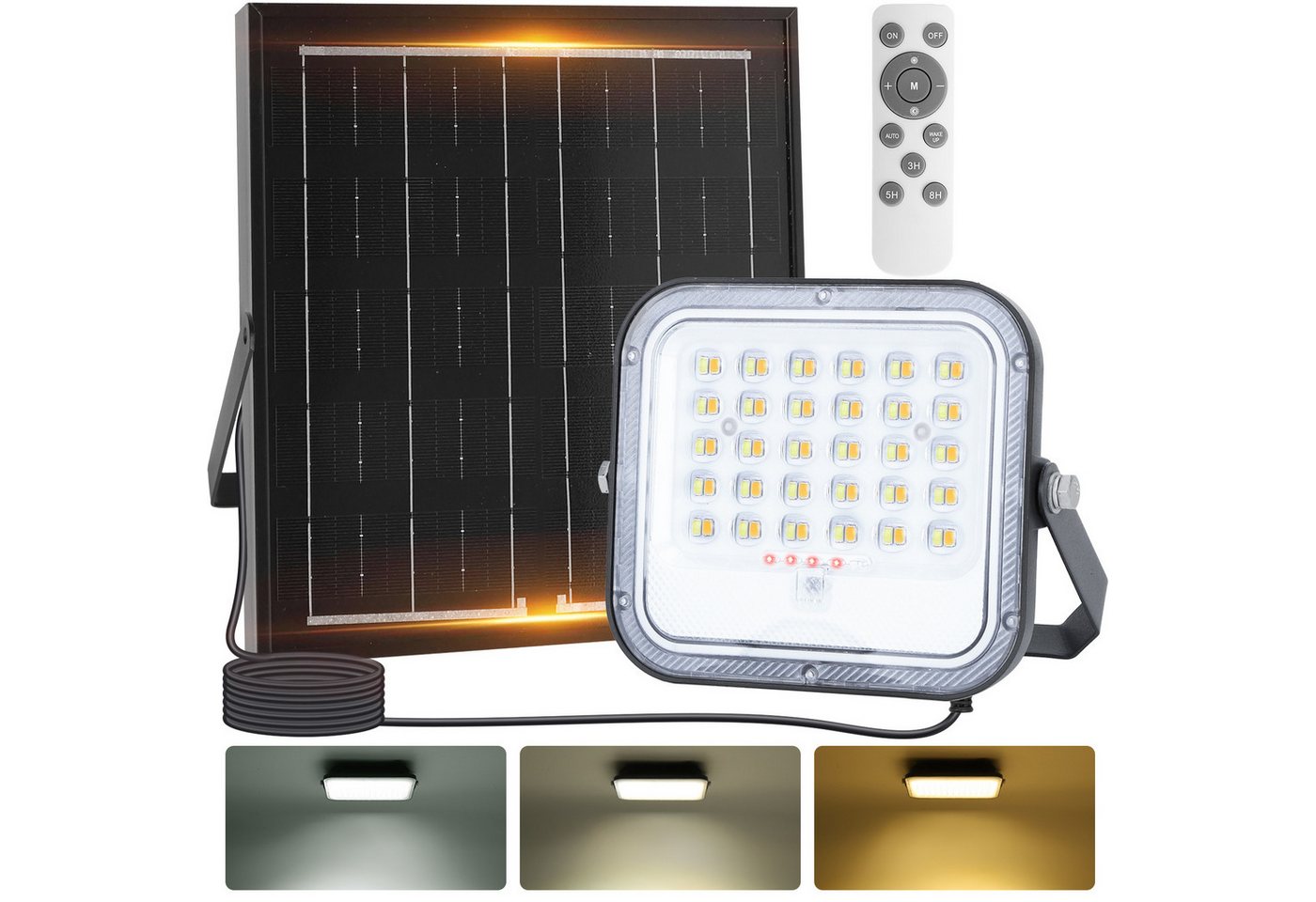 Aigostar Flutlichtstrahler Solar LED Strahler Außen mit Großer Solarpanel,Dimmbar 3000/4000/6500K, LED fest integriert, ohne Leuchtmittel, CCT-Dreifarbeneinstellung Aigostar Flutlichtstrahler Solar LED Strahler Außen mit Großer Solarpanel,Dimmbar 3000/4000/6500K, LED fest integriert, ohne Leuchtmittel, CCT-Dreifarbeneinstellung von Aigostar