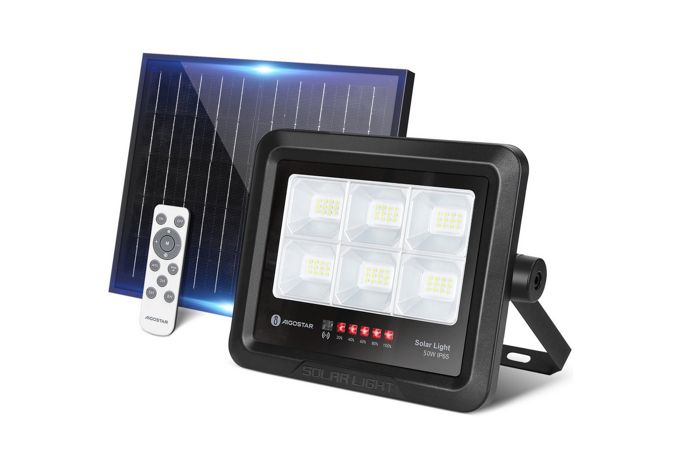 Aigostar Flutlichtstrahler Solarstrahler Außen Mit Fernbedienung LED Strahler Außen Solar, IP65, LED fest integriert, Tageslichtweiß, Nachhaltig Aigostar Flutlichtstrahler Solarstrahler Außen Mit Fernbedienung LED Strahler Außen Solar, IP65, LED fest integriert, Tageslichtweiß, Nachhaltig von Aigostar