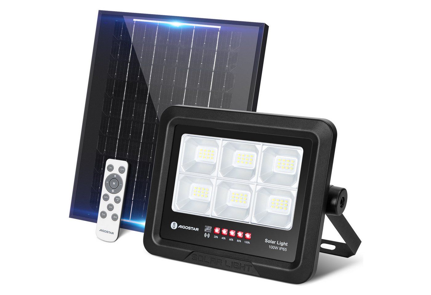 Aigostar Flutlichtstrahler Solarstrahler Außen Mit Fernbedienung LED Strahler Außen Solar, IP65, LED fest integriert, Tageslichtweiß, Nachhaltig Aigostar Flutlichtstrahler Solarstrahler Außen Mit Fernbedienung LED Strahler Außen Solar, IP65, LED fest integriert, Tageslichtweiß, Nachhaltig von Aigostar