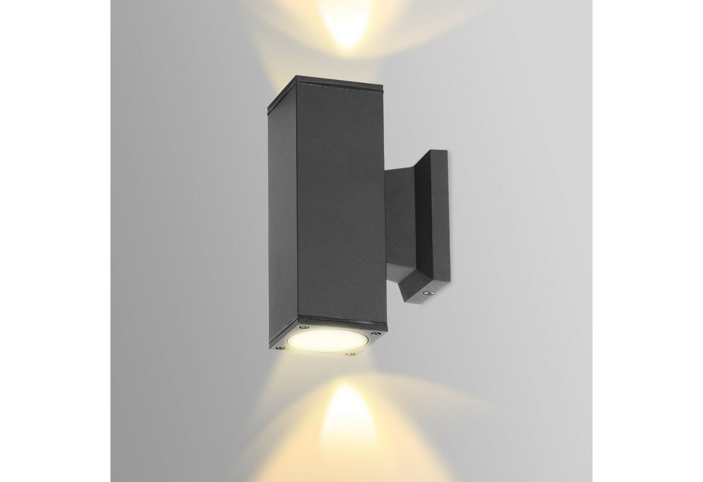 Aigostar LED Außen-Wandleuchte LED Fassadenleuchten Wandleuchte Eckig mit GU10, Fassadenleuchte in Schwarz 2 Flammig inkl. GU10 Leuchtmittel IP65 NW von Aigostar