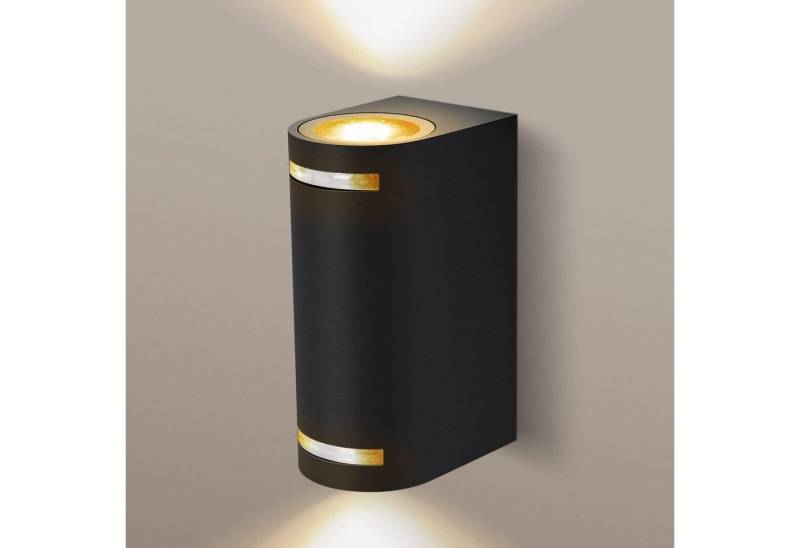 Aigostar LED Außen-Wandleuchte LED Wandleuchte mit GU10 Fassung IP54 in schwarz, Kaltweiß 6000K, 2 Flammig, schwarz, Aluminium, IP54, Fassung: GU10 von Aigostar