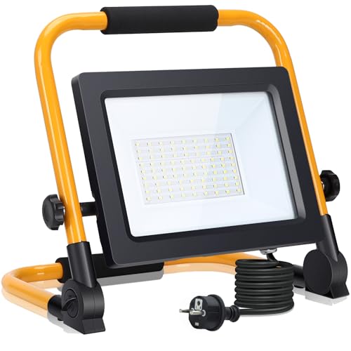 Aigostar LED Baustrahler 50W 4480LM (Ersetzt 448W)，LED Arbeitsleuchte mit Stecker，Wasserdichtes Arbeitsscheinwerfer Bauscheinwerfer，für Werkstatt oder Baustelle，Garage， 6500K Tageslichtweiß von Aigostar