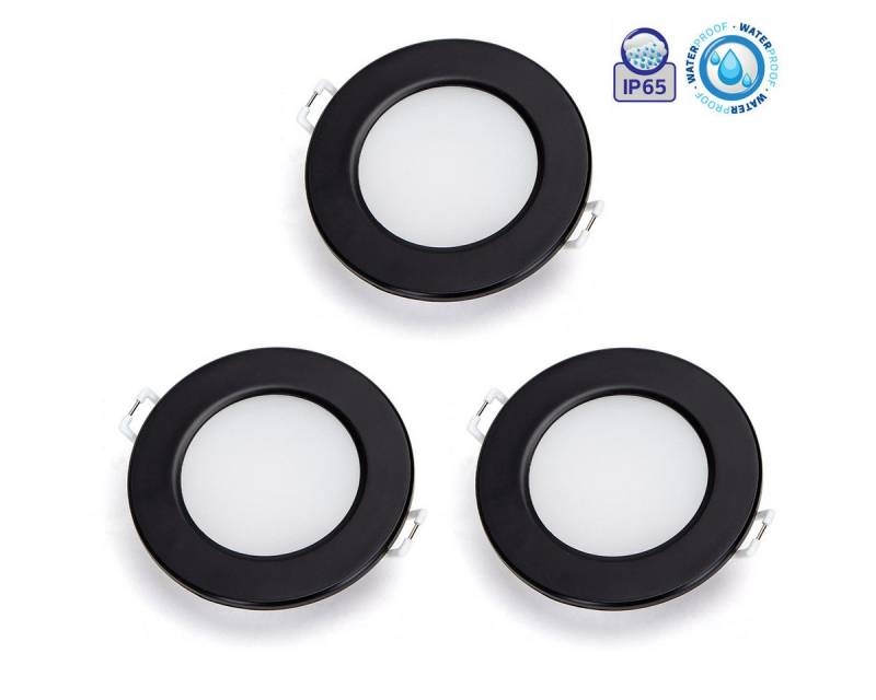 Aigostar LED Einbauleuchte 3er Set 4.8W LED Einbauspot Einbaustrahler Spot schwarz weiß IP65, 3er Set, 4.8w 520 Lumen, Neutralweis, Rahmenfarbe Schwarz, Lochmaß 68mm von Aigostar