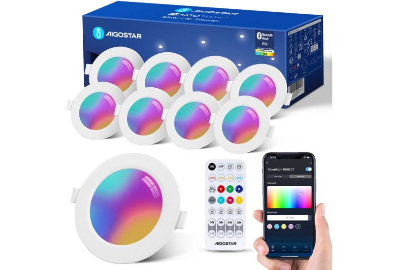 Aigostar LED Einbauleuchte Smart Decken Einbaulampe RGB+CCT Kompatibel mit Alexa Bluethooth Mesh, Ф100-110mm Aigostar LED Einbauleuchte Smart Decken Einbaulampe RGB+CCT Kompatibel mit Alexa Bluethooth Mesh, Ф100-110mm von Aigostar