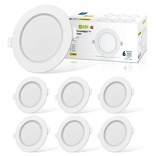 Aigostar LED Einbaustrahler 6W LED Einbauleuchten Ultra flach. 230 V Kein Trafo erforderlich, Deckenstrahler Deckenspots Warmweiß 3000K, Spots LED Set, 6 Pack von Aigostar