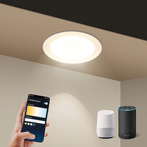 Aigostar LED Einbaustrahler Dimmbar 12W 820LM Smart CCT 3000-6500K Farbwechsel Warmweiße/Kaltweiß, ultra flach Einbauleuchten Kompatibel mit Alexa/Google Home von Aigostar