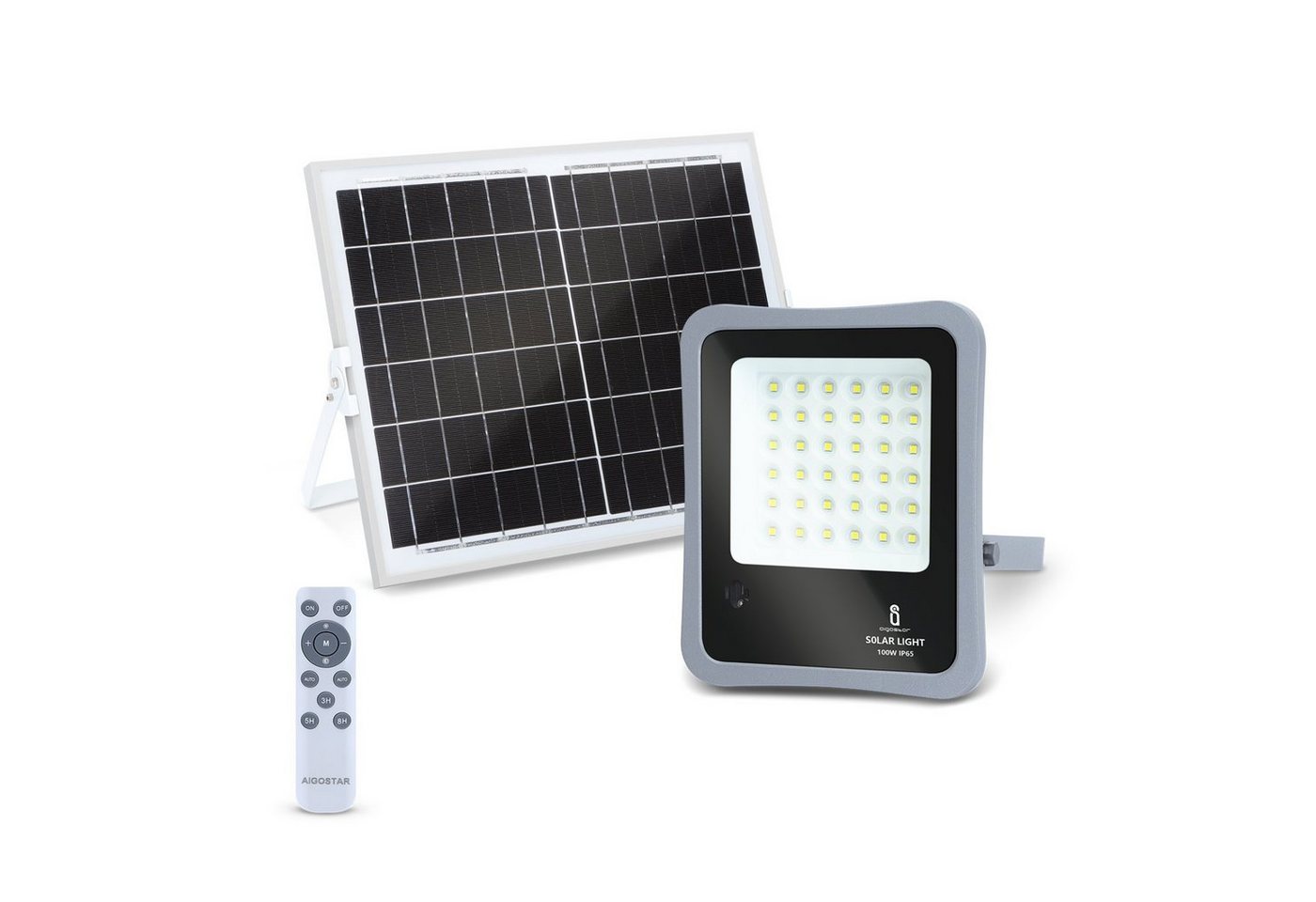 Aigostar LED Flutlichtstrahler LED Strahler Solarpanel Bewegungsmelder IP65 von Aigostar