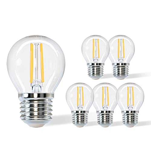 Aigostar LED Lampe Filament E27,Warmweiß 2700K,4 watt ersetzt 40 Watt,470 lm,G45 Klar Glas Glühbirne, Nicht Dimmbar-5er Pack von Aigostar