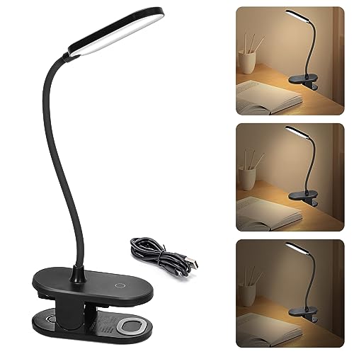 Aigostar LED Leselampe Bett， Dimmbarem Klemmlampe mit 360° Verstellbarem Flexiblem Arm， Leselampe mit Wiederaufladbare Akku， 3 Helligkeitsmodi und 4000K Augenschutz Farben， 2pcs von Aigostar