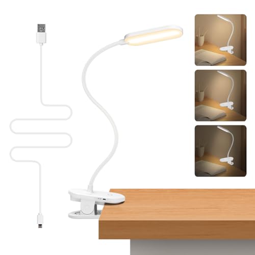 Aigostar LED Leselampe Bett， Dimmbarem Klemmlampe mit 360° Verstellbarem Flexiblem Arm， Wiederaufladbare USB-Leselampe mit 3 Helligkeitsmodi und 4000K Augenschutz Farben， für Kinder，Lesen， Arbeit von Aigostar