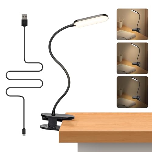 Aigostar LED Leselampe Bett， Dimmbarem Klemmlampe mit 360° Verstellbarem Flexiblem Arm， Wiederaufladbare USB-Leselampe mit 3 Helligkeitsmodi und 4000K Augenschutz Farben， für Kinder，Lesen， Arbeit von Aigostar