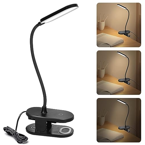 Aigostar LED Leselampe Bett， Touch-Dimmen Klemmlampe mit 360° Verstellbarem Flexiblem Arm， Schreibtischlampe mit 3 Helligkeitsmodi und 4000K Augenschutz Farbe， USB-Ladekabel， 2pcs von Aigostar