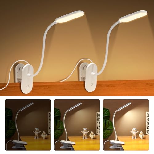 Aigostar LED Leselampe Bett， Touch-Dimmen Klemmlampe mit 360° Verstellbarem Flexiblem Arm， USB-Ladekabel， Schreibtischlampe mit 3 Helligkeitsmodi und 4000K Augenschutz Farbe， 2pcs von Aigostar