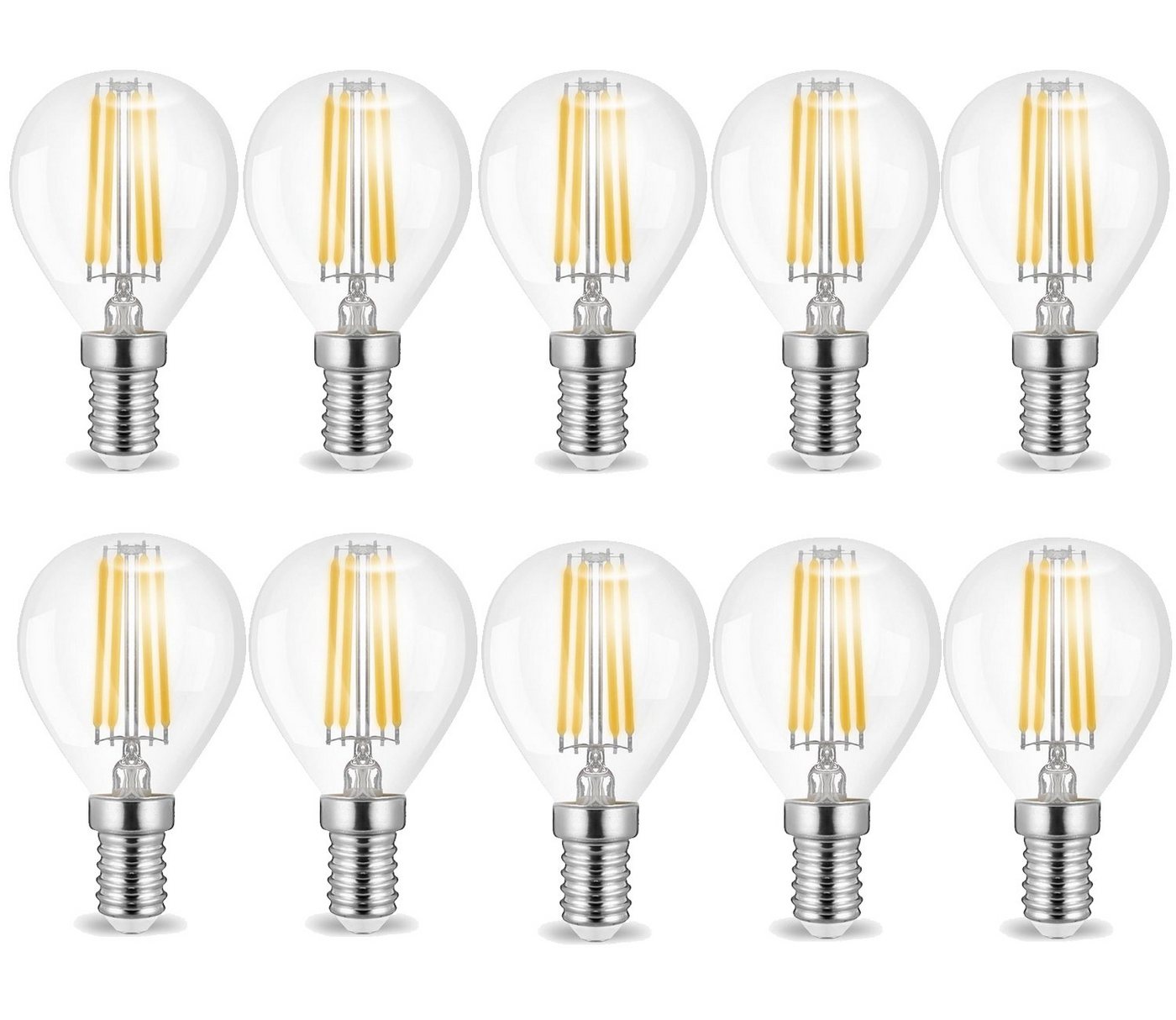 Aigostar LED-Leuchtmittel 10 x 4w E14 LED Birne Filament Leuchtmittel mit klarem Glas G45, Ø45x78, Kaltweiß, 10, 4w, 470 Lumen, Kaltweiß 6500K, Ø45 x 78 mm, Klar Glas, G45, E14, IP20 von Aigostar