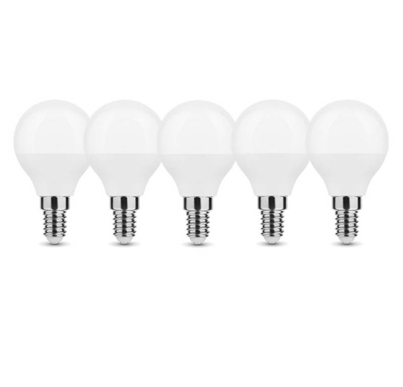 Aigostar LED-Leuchtmittel 5w E14 LED Leuchtmittel Birne Leuchte G45 Kugel, 5 St., Warmweiß, Mini Lampe G45 Kugel Milchglas 450 Lumen Warmlicht 5er Set von Aigostar