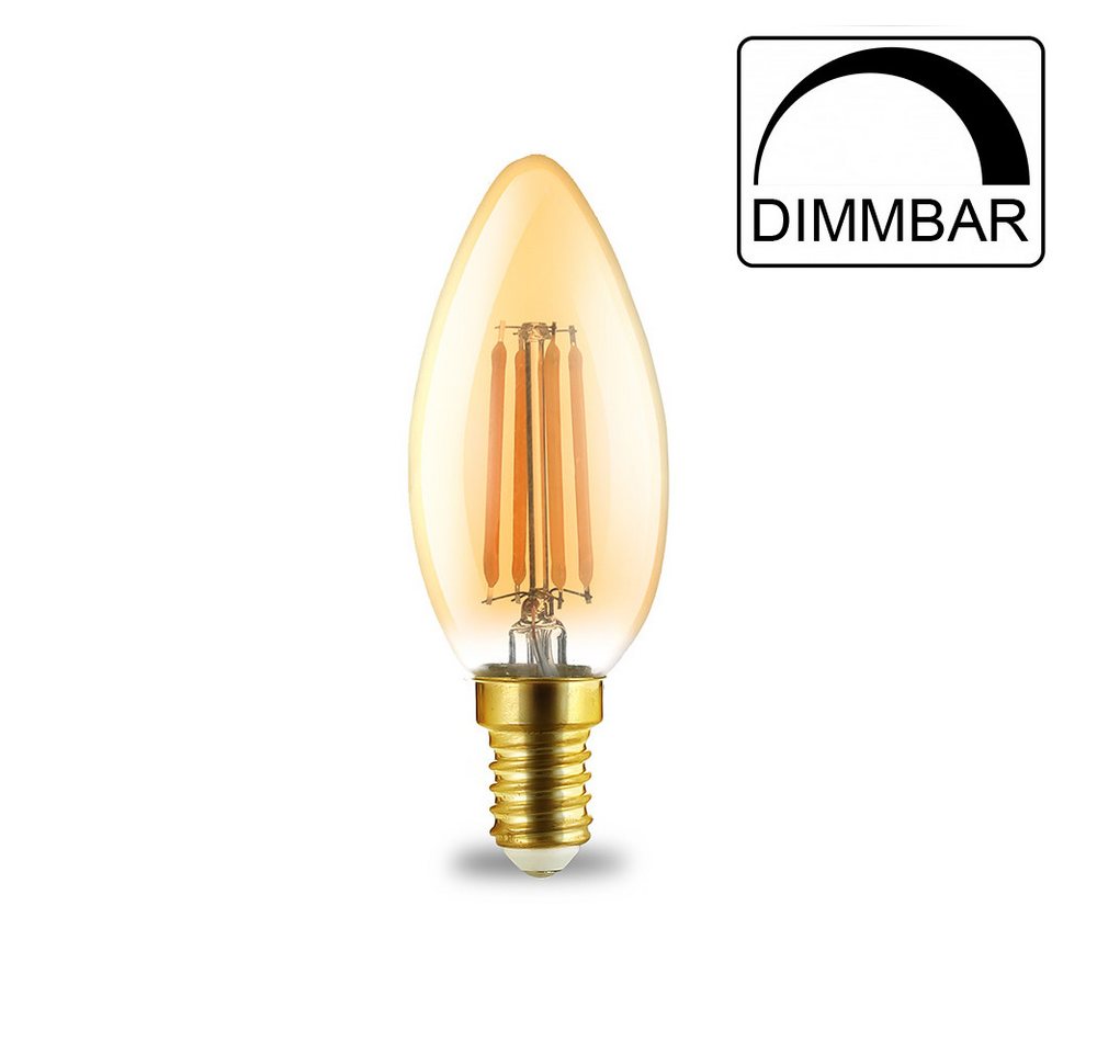 Aigostar LED-Leuchtmittel LED Leuchtmittel E14 Filament Kerze bernstein C35 4W dimmbar 400 Lumen, 10 St., Warmweiß, Dimmbare E14 LED Filament Leuchtmittel 10er Set Aigostar LED-Leuchtmittel LED Leuchtmittel E14 Filament Kerze bernstein C35 4W dimmbar 400 Lumen, 10 St., Warmweiß, Dimmbare E14 LED Filament Leuchtmittel 10er Set von Aigostar