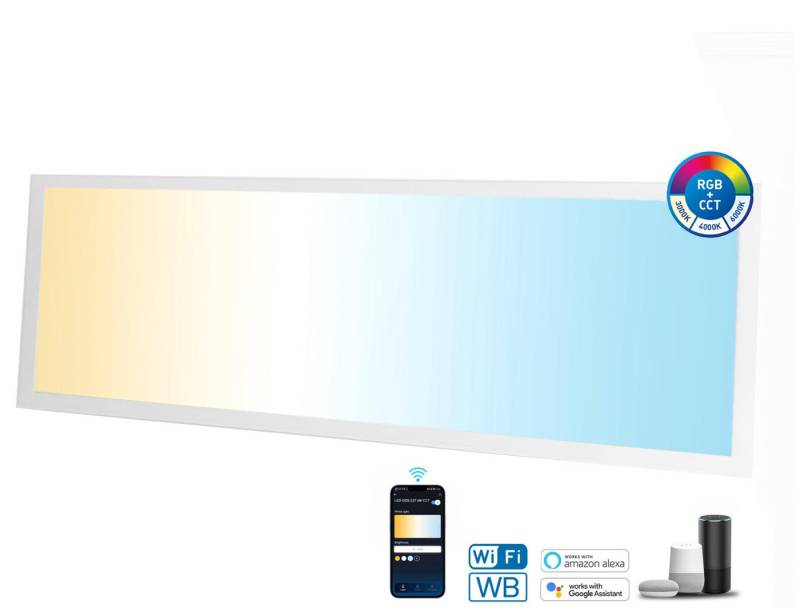 Aigostar LED Panel 120x30 LED CCT Bluetooth Mesh Smart Panel Deckenleuchte Dimmbar (APP), CCT, Einbau Panel Sprachsteuerung Smartphone (APP) Steuerung von Aigostar