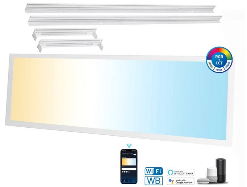 Aigostar LED Panel 120x30 LED CCT Bluetooth Mesh Smart Panel Deckenleuchte Dimmbar (APP), CCT, inkl. Aufbaurahmen Sprachsteuerung Smartphone (APP) Steuerung von Aigostar