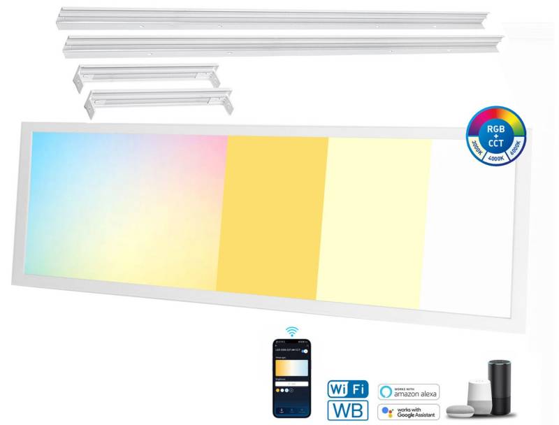 Aigostar LED Panel 120x30-RGB+CCT LED Bluetooth Mesh Smart Panel Deckenleuchte dimmbar, RGB-CCT, Steuerung von Aigostar
