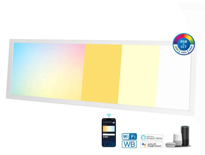 Aigostar LED Panel 120x30-RGB+CCT LED Bluetooth Mesh Smart Panel Deckenleuchte dimmbar, RGB-CCT, Einbaupanel Sprachsteuerung Smartphone (APP) Steuerung von Aigostar