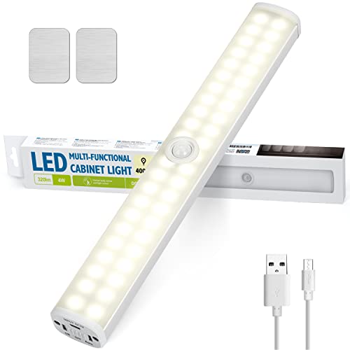 Aigostar LED Schrankbeleuchtung Unterbauleuchte Küche mit Bewegungsmelder Wiederaufladbar 3000mAh Schrankleuchten Küchenunterbauleuchte Flach LED Sensor Licht 4000K Warmweiß von Aigostar