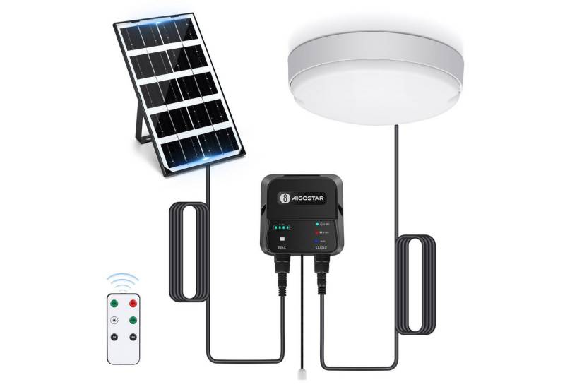 Aigostar LED Solarleuchte Solarlampe Decke Außen LED Solar Deckenleuchte Outdoor, mit 8m Kabel, Zugschalter, LED fest integriert, Kaltweißes Licht von Aigostar