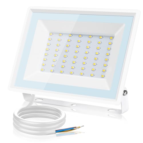 Aigostar LED Strahler Außen 50W,4300LM Superhell LED Fluter,IP65 Wasserdicht Außenstrahler, 6500K Kaltes Weiß Scheinwerfer Wandleuchtefür Garten, Innenhöfe, Garage, Hotel von Aigostar