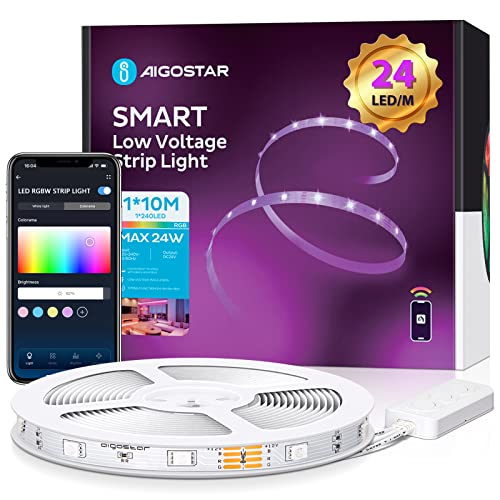Aigostar LED Strip Alexa 10 m, RGB LED Streifen with 28-Button IR Fernbedienung, Compatible with Alexa/Google Home,Musik Sync, LED Lichtleiste for Party/Bar/Home/Bedroom/E-Sportraum, 24 W von Aigostar