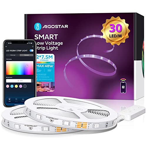 Aigostar LED Strip Alexa 15 m, RGB LED Streifen with 28-Button IR Fernbedienung, Compatible with Alexa/Google Home,Musik Sync, LED Lichtleiste for Party/Bar/Home/Bedroom/E-Sportraum, 48 W von Aigostar