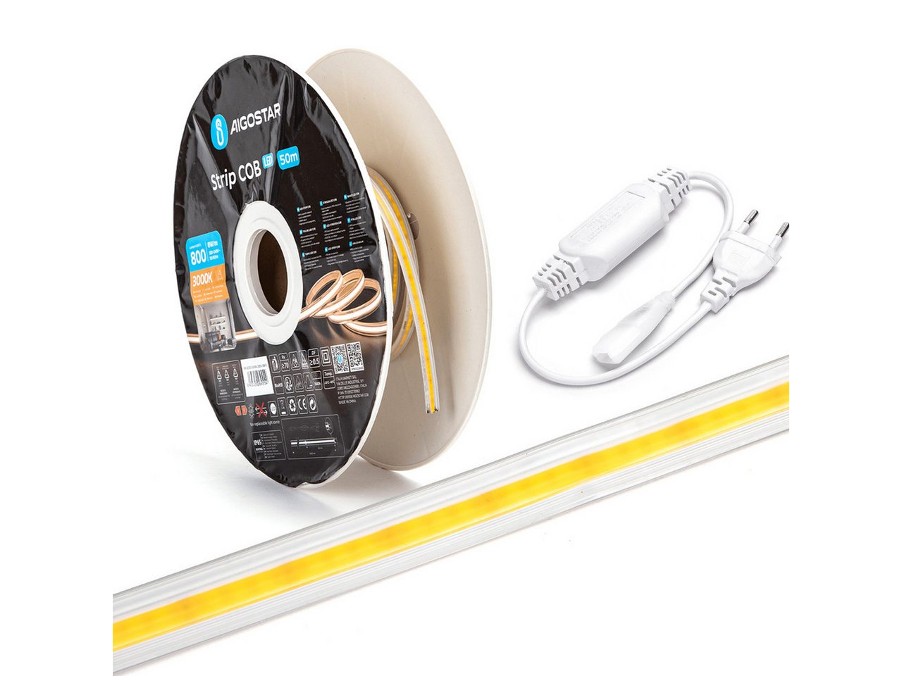 Aigostar LED Stripe COB LED Strip Streifen Flexibel 10 mm P65 für innen und Außenbereich, COB-Technologie, durchgehend licht, alle 50 cm kürzbar, 230V Aigostar LED Stripe COB LED Strip Streifen Flexibel 10 mm P65 für innen und Außenbereich, COB-Technologie, durchgehend licht, alle 50 cm kürzbar, 230V von Aigostar