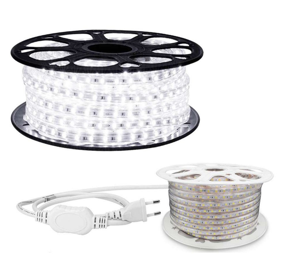 Aigostar LED Stripe LED Strip Streifen Band für innen und Außen, 5 Meter LED Streifen in Kaltweiß für Außen und Innen 230v von Aigostar