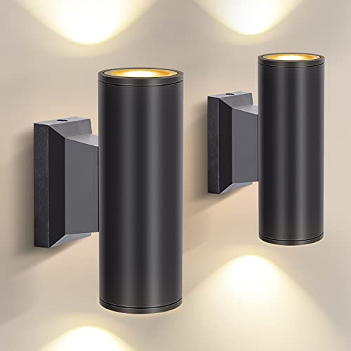 Aigostar LED Wandleuchte GU10 Aluminium Up Down Außenwandleuchte Wasserdicht Außenleuchte Außenlampe Wandspot für Innen und Außen,Schwarz(2er-Pack) von Aigostar