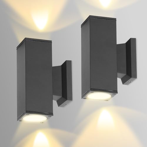 Aigostar LED Wandleuchte Innen/Aussen LED Wandlampe,IP65 Wasserdichte LED Außenwandleuchte,GU10 Wandleuchten für Wohnzimmer,Schlafzimmer,Terrasse,Garten,Flur,Balkon 2Stücke(Keine Glühbirne) von Aigostar