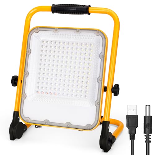 Aigostar Led Baustrahler Akku 100w, Arbeitslicht wiederaufladbar mit Ständer,Tragbares LED-Arbeitslicht,IP65 Wasserdicht LED Strahler,für Garage,Werkstatt,Camping,Notfall,Outdoor-Aktivitäten von Aigostar