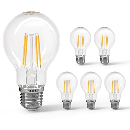 Aigostar LED E27 Vintage Glühbirne 4W (Ersetzt 40W), 470 Lumen, Warmweiss 2700K, Abstrahlwinkel 330°, A60 Edison Lampe Filament Retro Transparent Flimmerfrei, 5 Stück von Aigostar