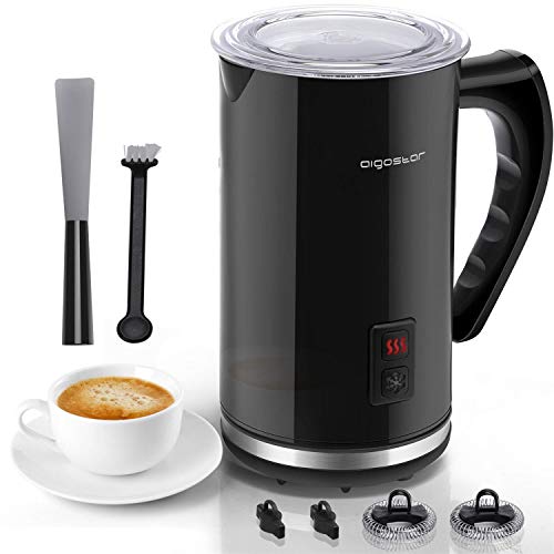 Aigostar Milchaufschäumer Elektrisch 500W 240ml, für heißer & kalter Milchschaum mit 3 Modi Milch Frother für Cappuccino, Latte, Mokka, Macchiato, heiße Schokolade, Geräuschloser Betrieb von Aigostar