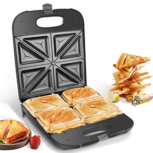 Aigostar Sandwichmaker XXL für 4 Sandwiches, 1400 W, Sandwichtoaster mit Antihaftbeschichtung, Schnellaufheizung, Automatische Temperaturregelung, Vertikale Lagerung, Rutschfeste Füße, BPA-frei von Aigostar