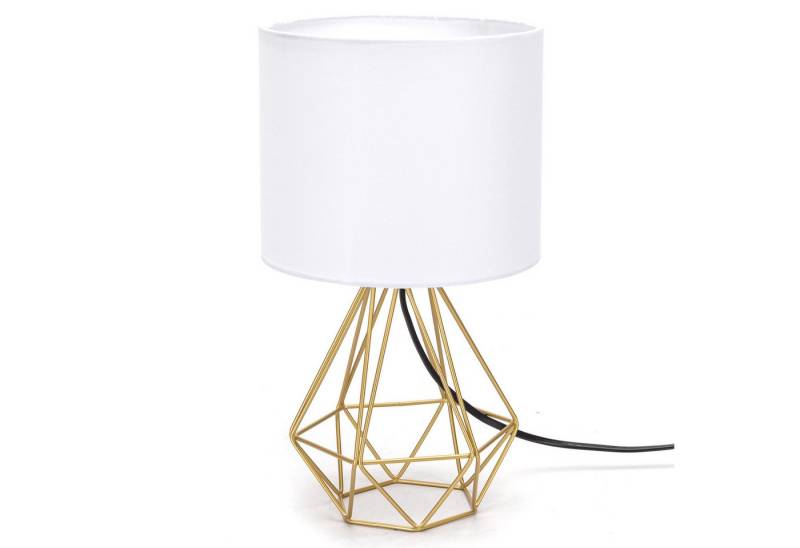 Aigostar Schreibtischlampe Tischlampe mit Weißem Stoff-Schirm und Metallfuß,Sockel E14 von Aigostar