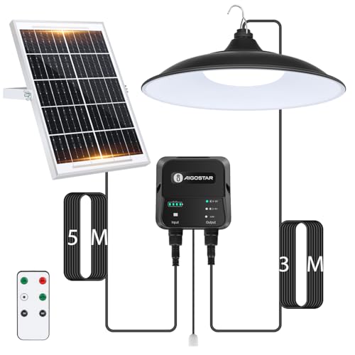 Aigostar Solar-hängeleuchte,8 m Kabel,Solarlampen für außen hängend mit Fernbedienung und Zugseil,6000 mAh,Große Batteriekapazität,IP65 wasserdicht Solarlampe für Innen/Außen,Garten,Camping von Aigostar