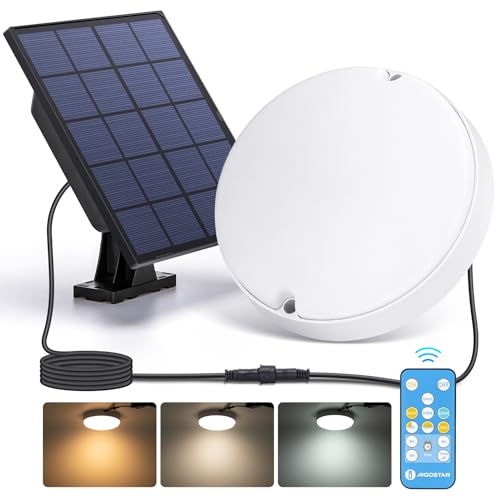 Aigostar Solarlampen für Außen 50W LED Solarleuchten Aussen mit mit Fernbedienung IP65 Solar Außenleuchte einstellbare Farbtemperatur 3000K/4000K/6500K, Solar Deckenleuchte Innen/Außen mit 3m Kabel von Aigostar