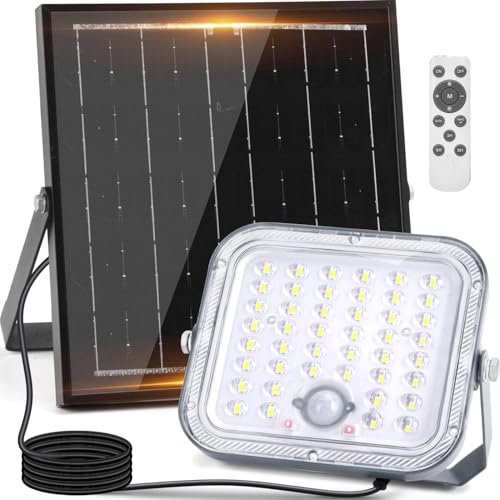 Aigostar Solarlampen für Außen mit Bewegungsmelder,Superheller,4000mAH,Großer Kapazitätsbatterie und Großem Solar-panel, IP66 Wasserdichte,Solar LED Strahler mit Fernbedienung für Garten, Hof,6500K von Aigostar