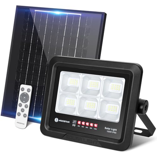 Aigostar Solarstrahler Außen Mit Fernbedienung 100W LED Strahler Außen Solar, Kaltweiß 6500K,IP65 Wasserdicht Solar Außenstrahler Einstellbare Helligkeit und Timing für Garten, Hof, Garage Aigostar Solarstrahler Außen Mit Fernbedienung 100W LED Strahler Außen Solar, Kaltweiß 6500K,IP65 Wasserdicht Solar Außenstrahler Einstellbare Helligkeit und Timing für Garten, Hof, Garage von Aigostar