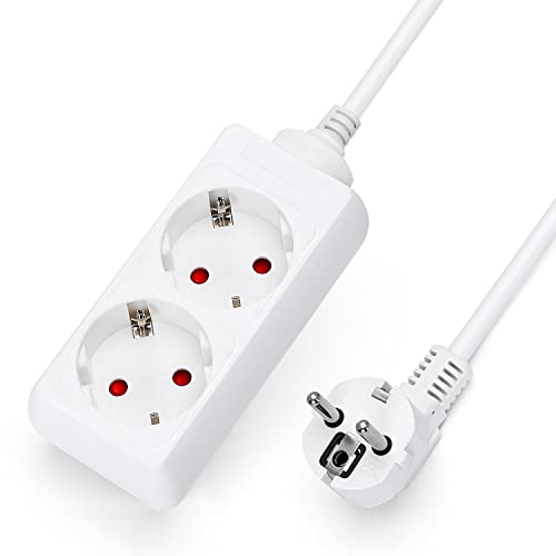 Aigostar Steckdosenleiste 2-Fach Tischsteckdose Kindersicherung 3G1.5m㎡ 3m Kabel, Weiß von Aigostar